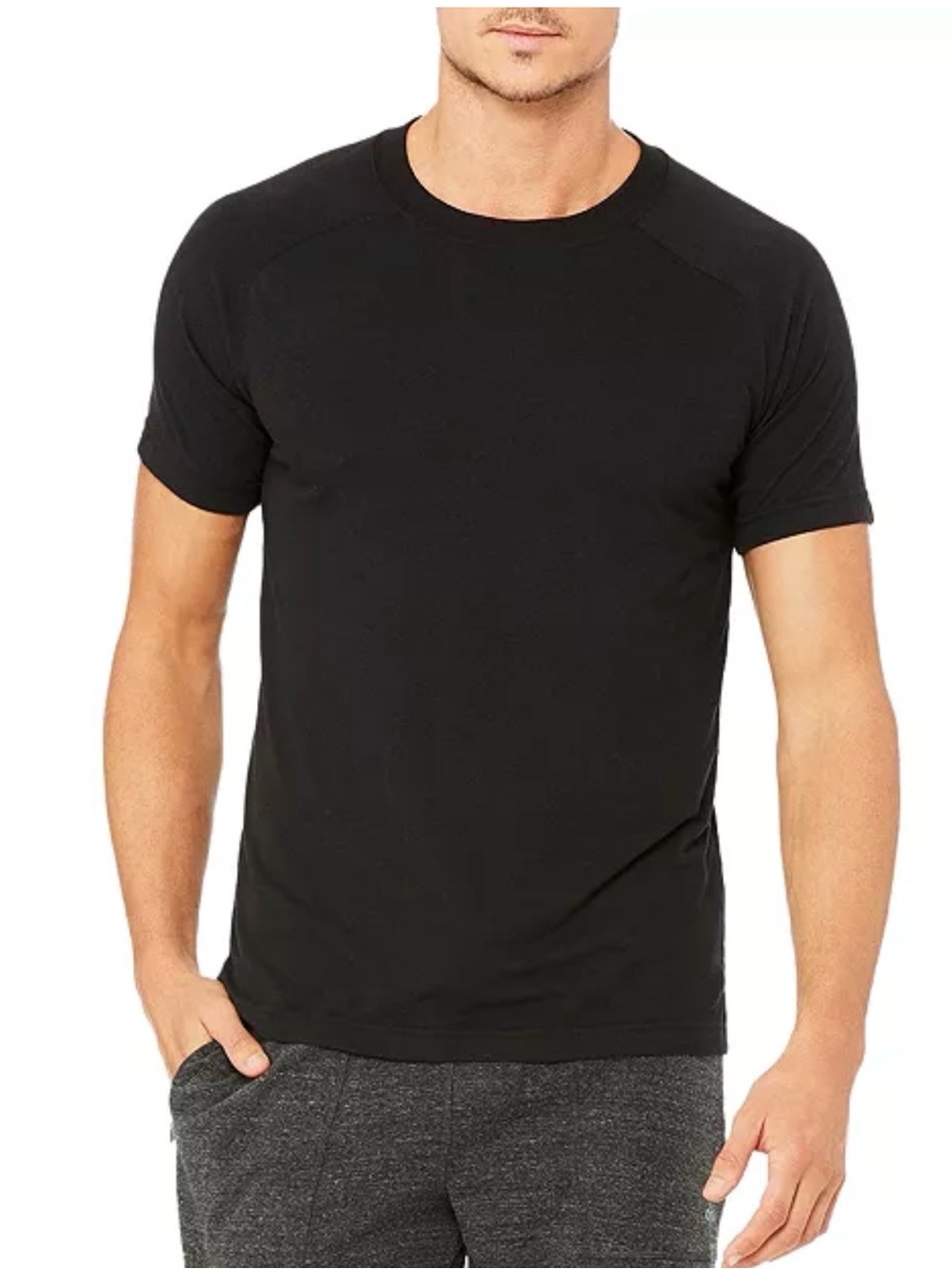 ALO Yoga Men's Black Short-Sleeve Crewneck Tee